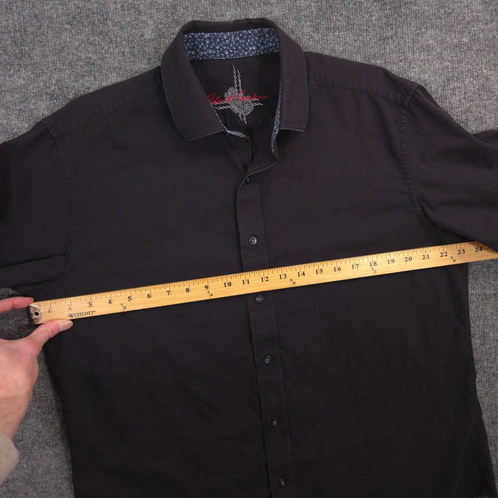 Robert Graham Shirt Mens Large Black Subtle Paisley Jacquard Geometric Flip Cuff - Picture 6 of 10
